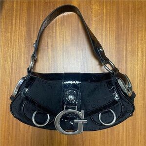 Guess Black Patent Shoulder Bag